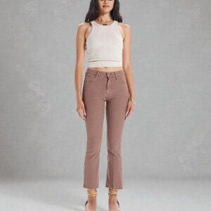 Mother The Insider ankle fray jeans chalk oxford tan women's size 30